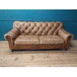 Good quality hand dyed deep buttoned Chesterfield sofa by Halo. {96 cm H x 215 cm W x 105 cm D}.