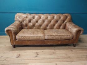 Good quality hand dyed deep buttoned Chesterfield sofa by Halo. {96 cm H x 215 cm W x 105 cm D}.