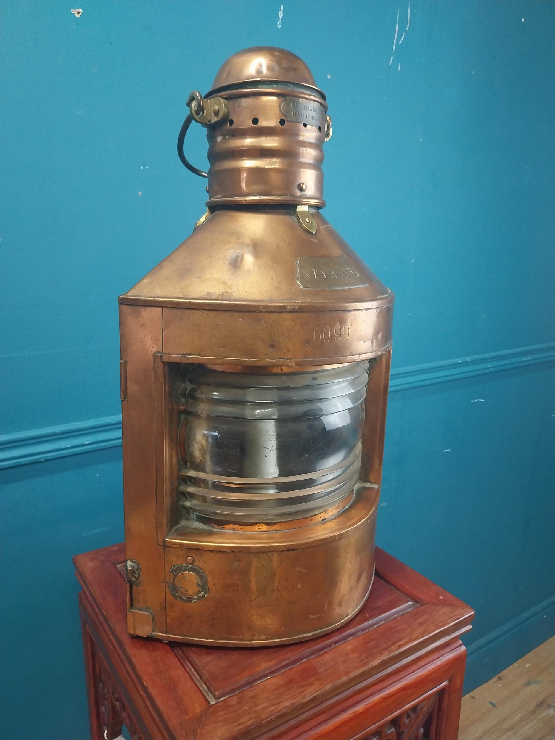 19th C. copper ships lantern {60 cm H x 33 cm W x 30 cm D}. - Image 4 of 6