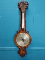 19th C. rosewood barometer. {104 cm H x 31 cm W x 5 cm D].