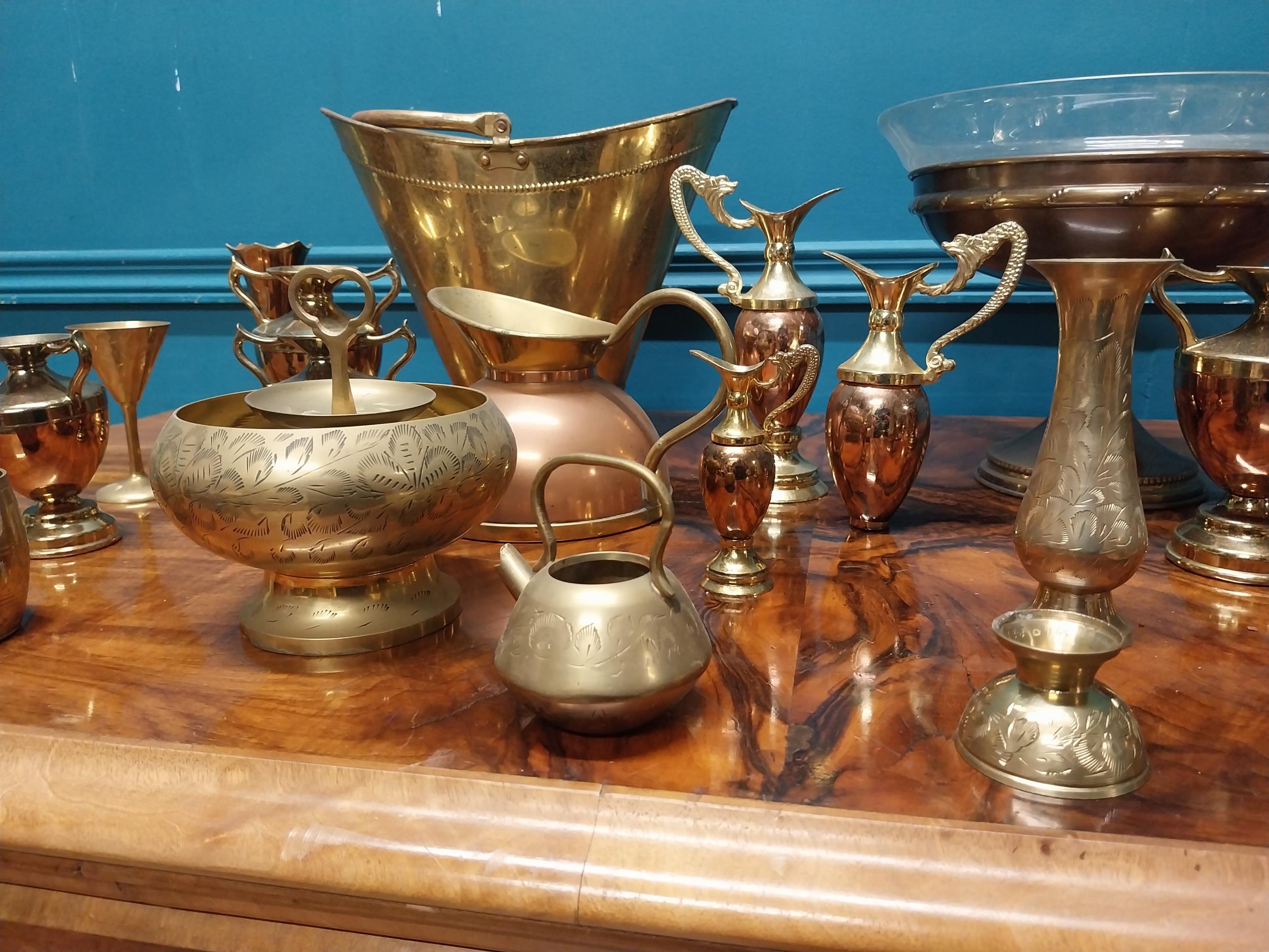 Large collection of 1950's brass including vases, bowls etc. - Image 6 of 9