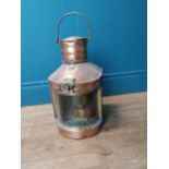 19th C. copper and brass ships lantern {45 cm H x 21 cm W x 22 cm D}.