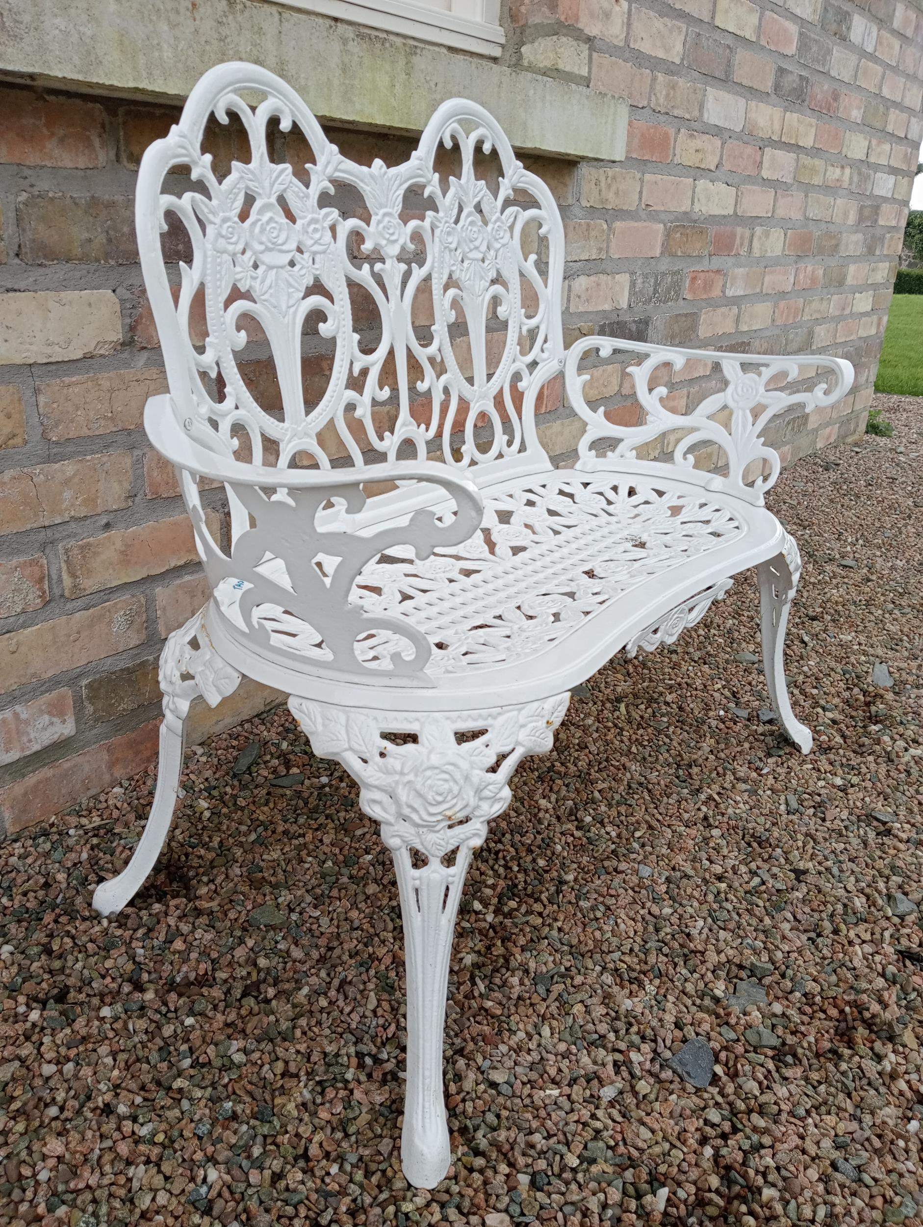 Cast aluminium two seater garden bench {H 84cm x W 100cm x D 50cm }. - Image 2 of 3