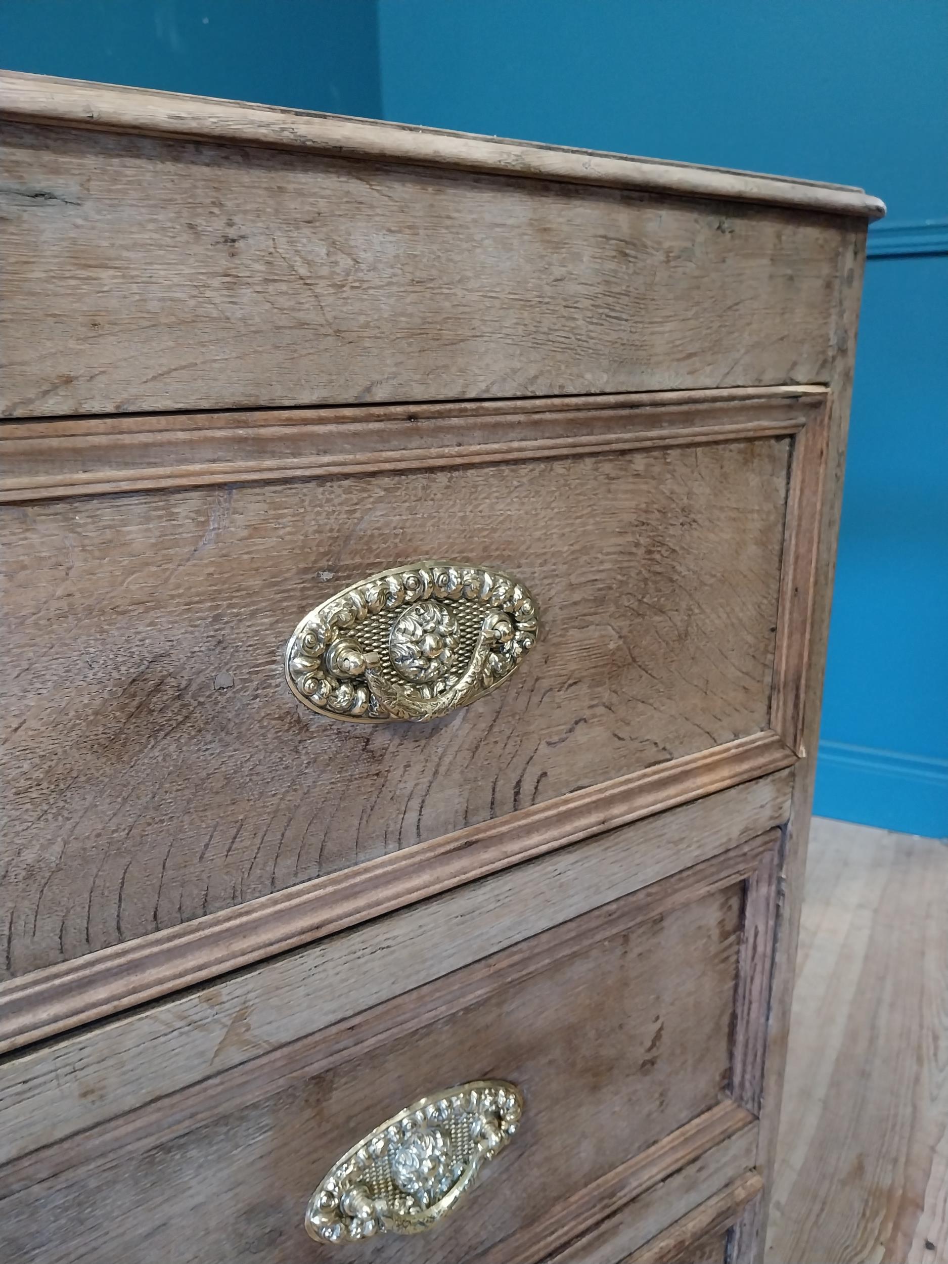 19th C. French bleached oak chest of drawers with three long drawers {86 cm H x 102 cm W x 60 cm - Image 7 of 8