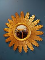 Exceptional quality giltwood sunburst wall mirror {84 cm Dia.}.