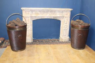 Pair of Irish mahogany brass bound peat buckets {H 66cm x Dia 50cm }.