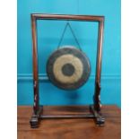 19th C. Oriental hardwood gong. {68 cm H x 46 cm W x 22 cm D}.