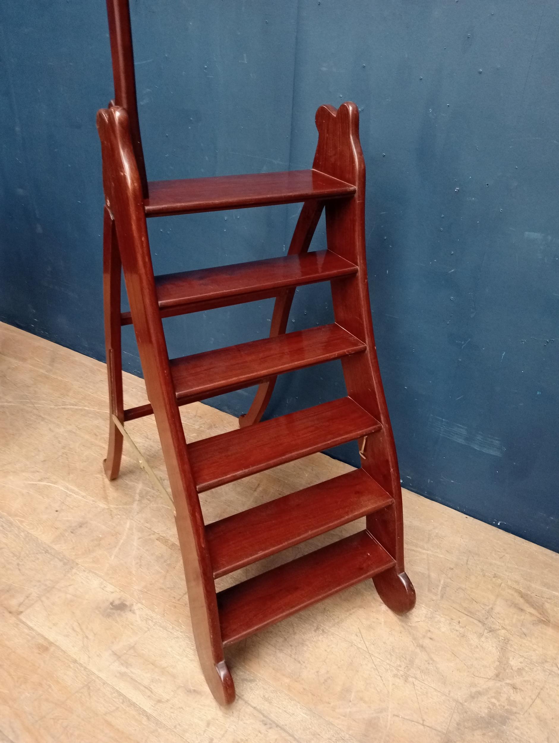 Victorian mahogany folding library steps {H 110cm x W 50cm x D 90cm}. - Image 3 of 6