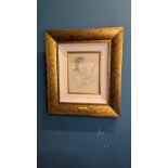 John B Yeats Portait of a Lady pencil sketch mounted in frame {picture measurements 23 cm H x 17
