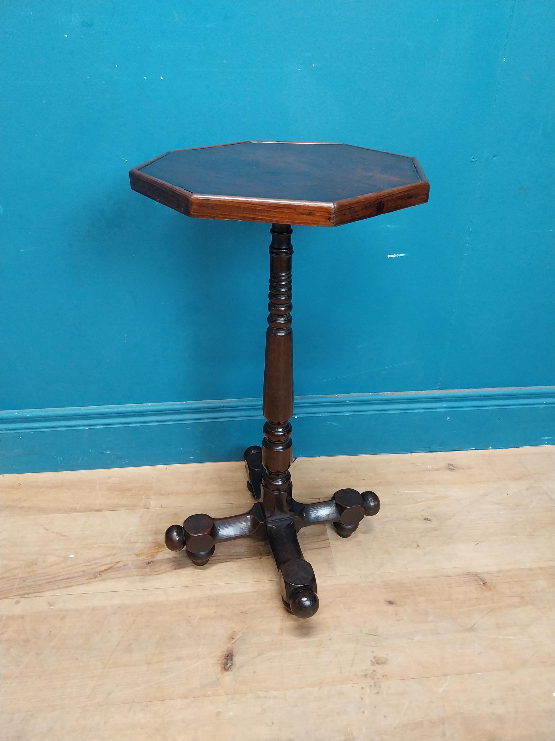 Rare 19th C. fruitwood wine table with octagonal top on turned column in the Aesthetic movement - Image 2 of 8