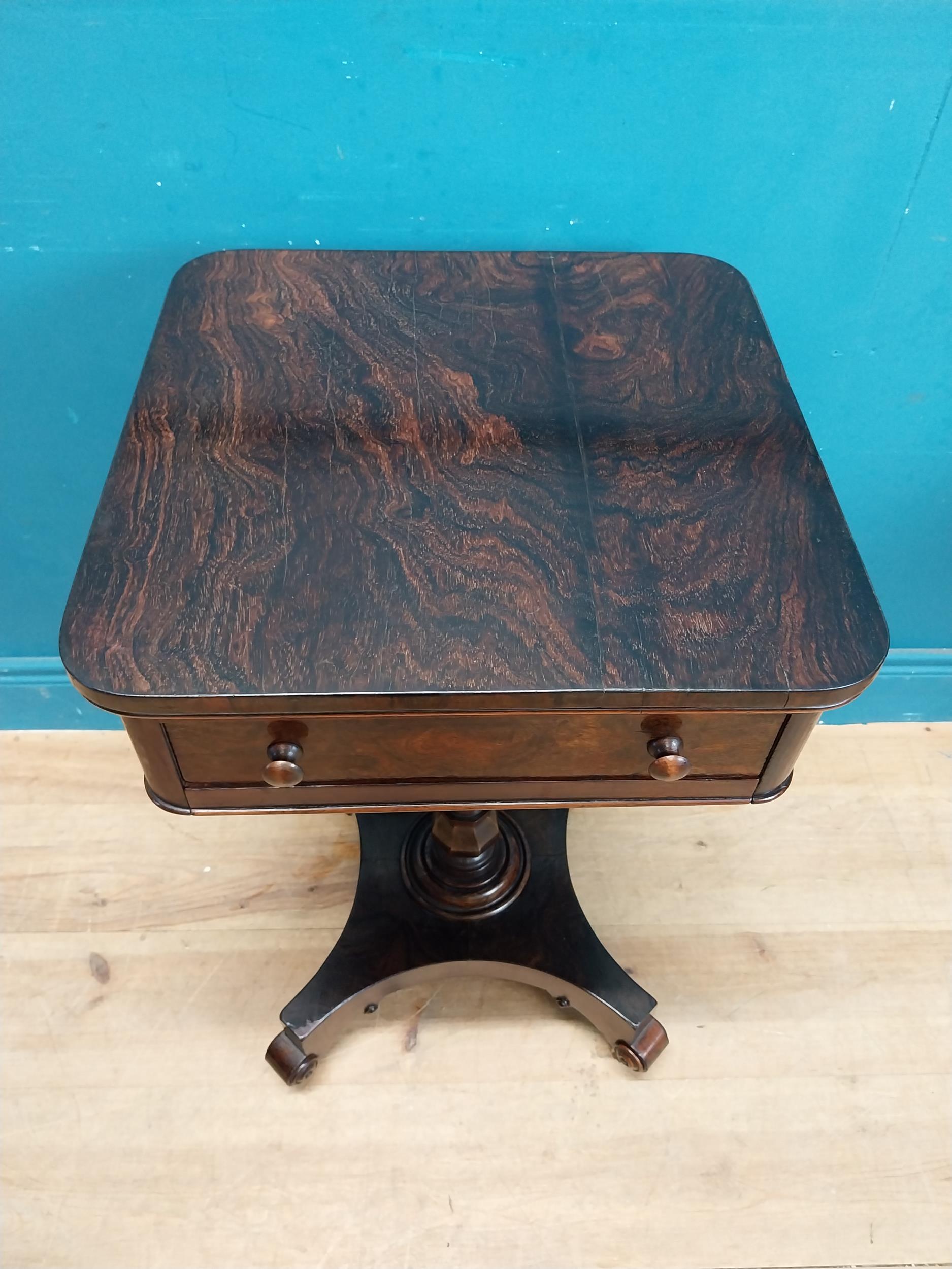 William IV rosewood lamp table with single drawer in frieze raised on bow shaped support on platform - Image 4 of 8