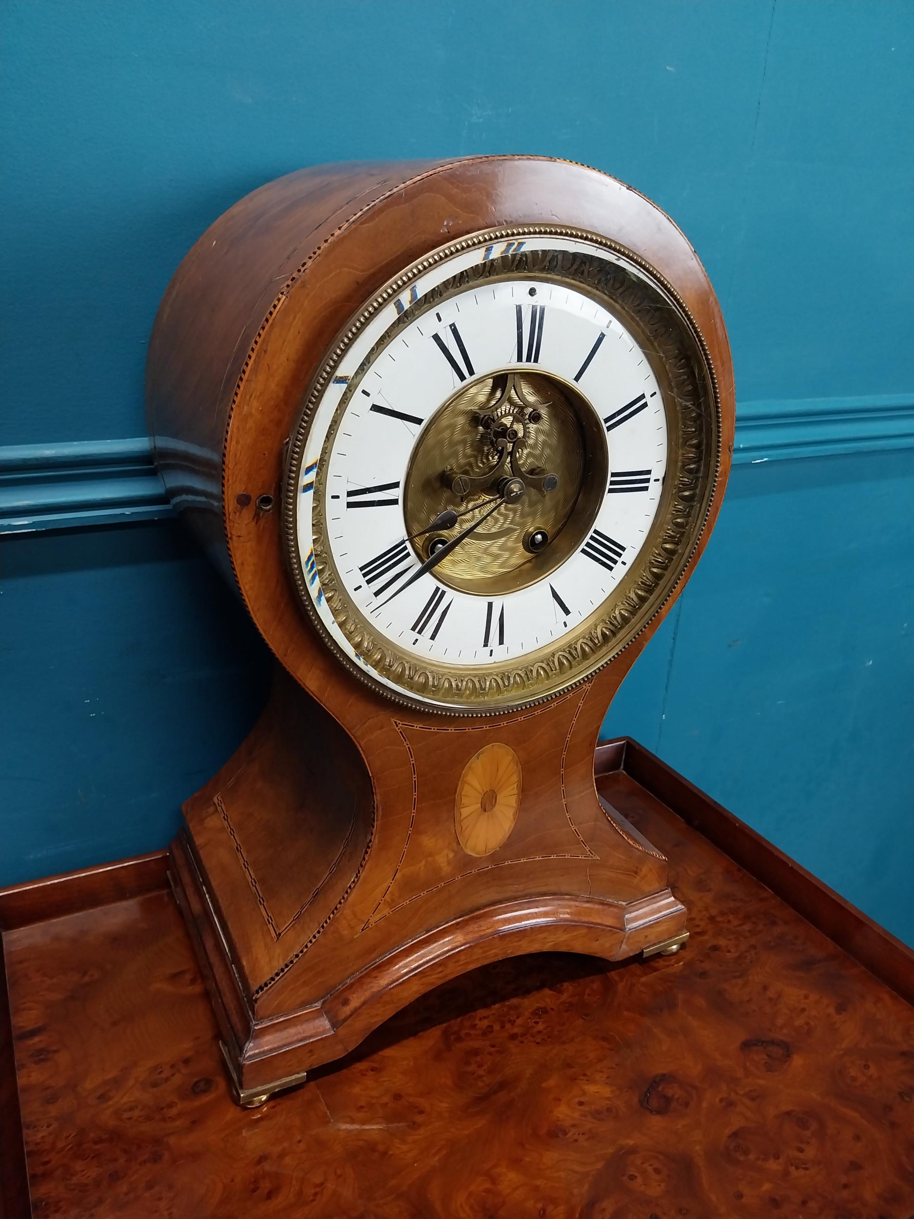 Edwardian mahogany mantle clock. {44 cm H x 22 cm W x 21 cm D}. - Image 3 of 6