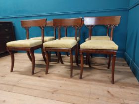 Set of six good quality Regency mahogany dining chairs with upholstered seats {83 cm H x 42 cm W x