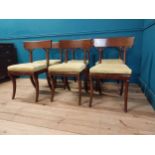 Set of six good quality Regency mahogany dining chairs with upholstered seats {83 cm H x 42 cm W x