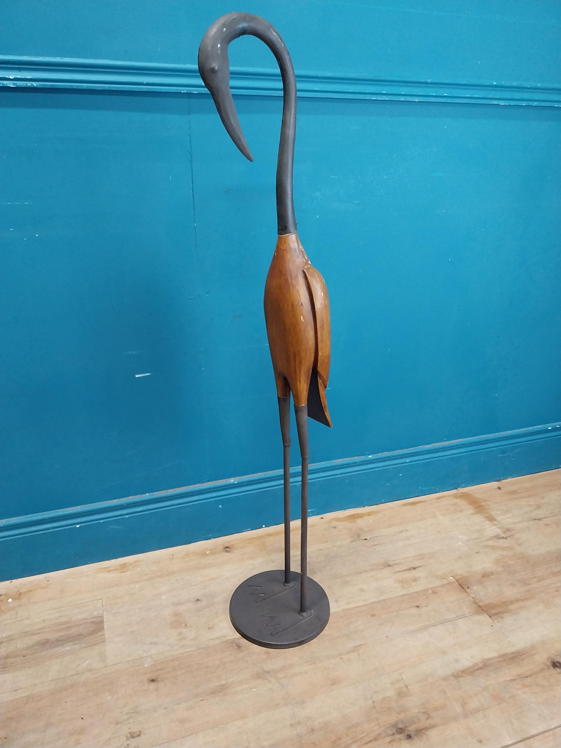 Wooden and metal model of a Stork {104 cm H x 21 cm Dia.}. - Image 6 of 6