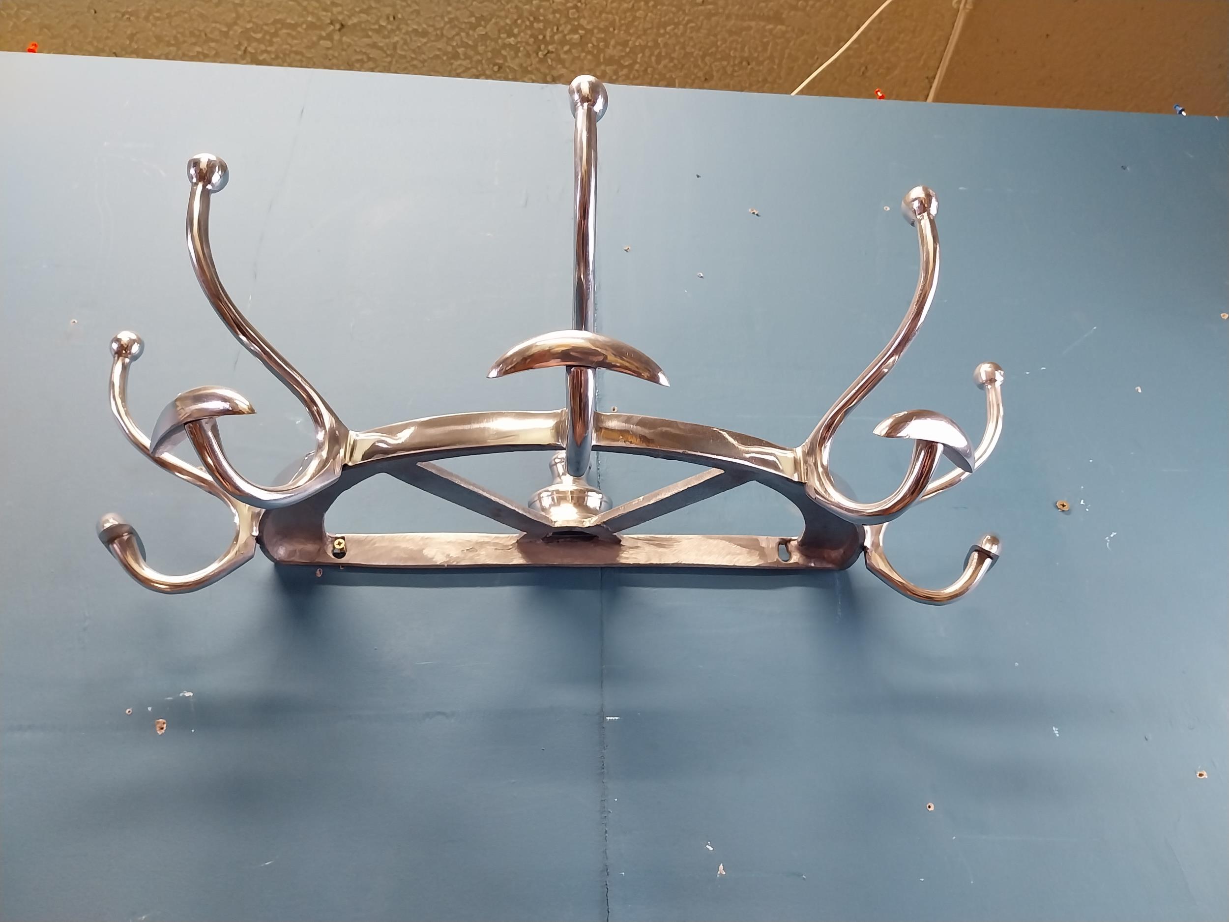 Chrome coat rack {19 cm H x 65 cm W x 34 cm D}. - Image 5 of 6