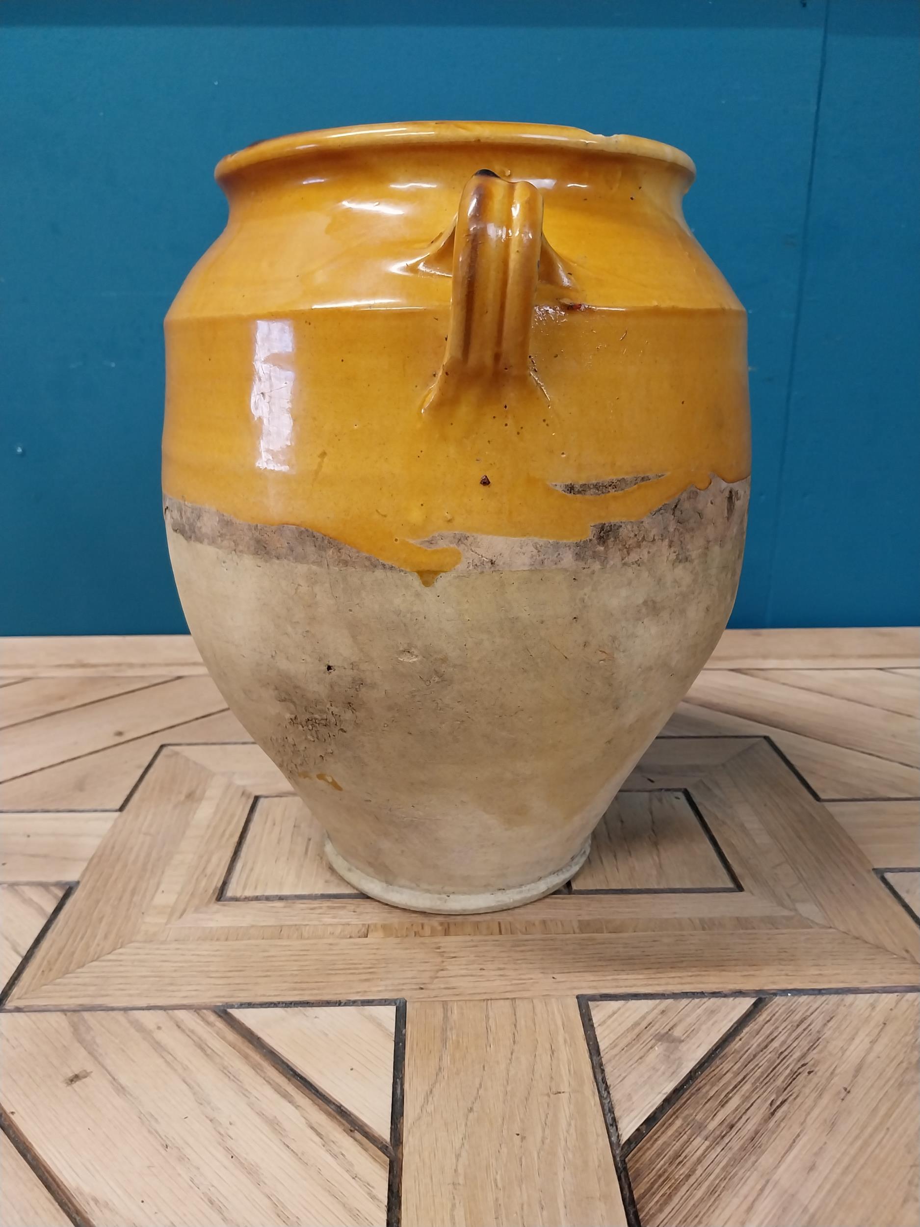 19th C. French glazed terracotta confit pot {30 cm H x 30 cm Dia.}. - Image 4 of 5