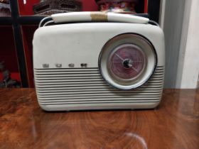 Vintage Bush radio {27 cm H x 34 cm W x 10 cm D}.