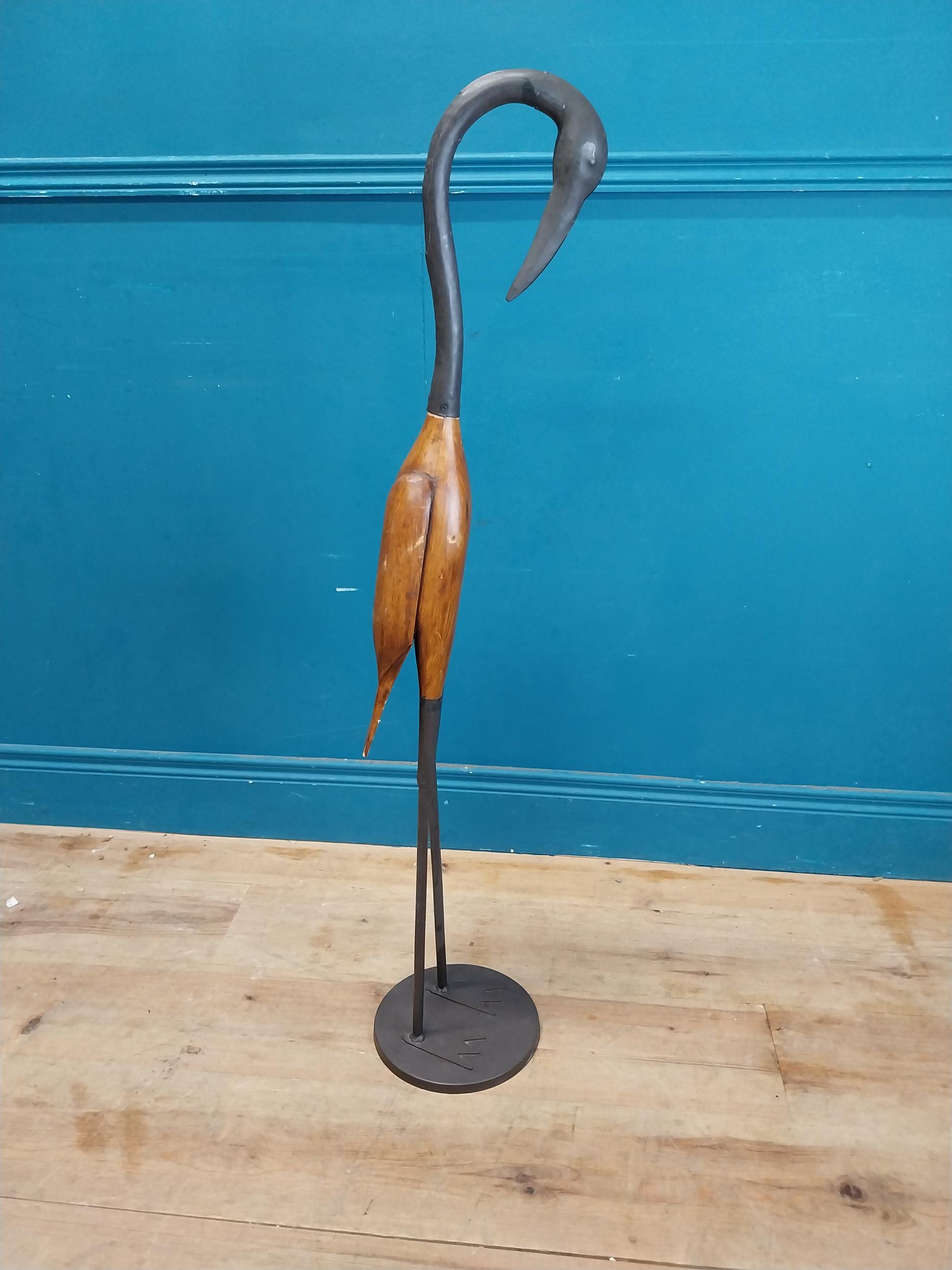 Wooden and metal model of a Stork {104 cm H x 21 cm Dia.}. - Image 4 of 6