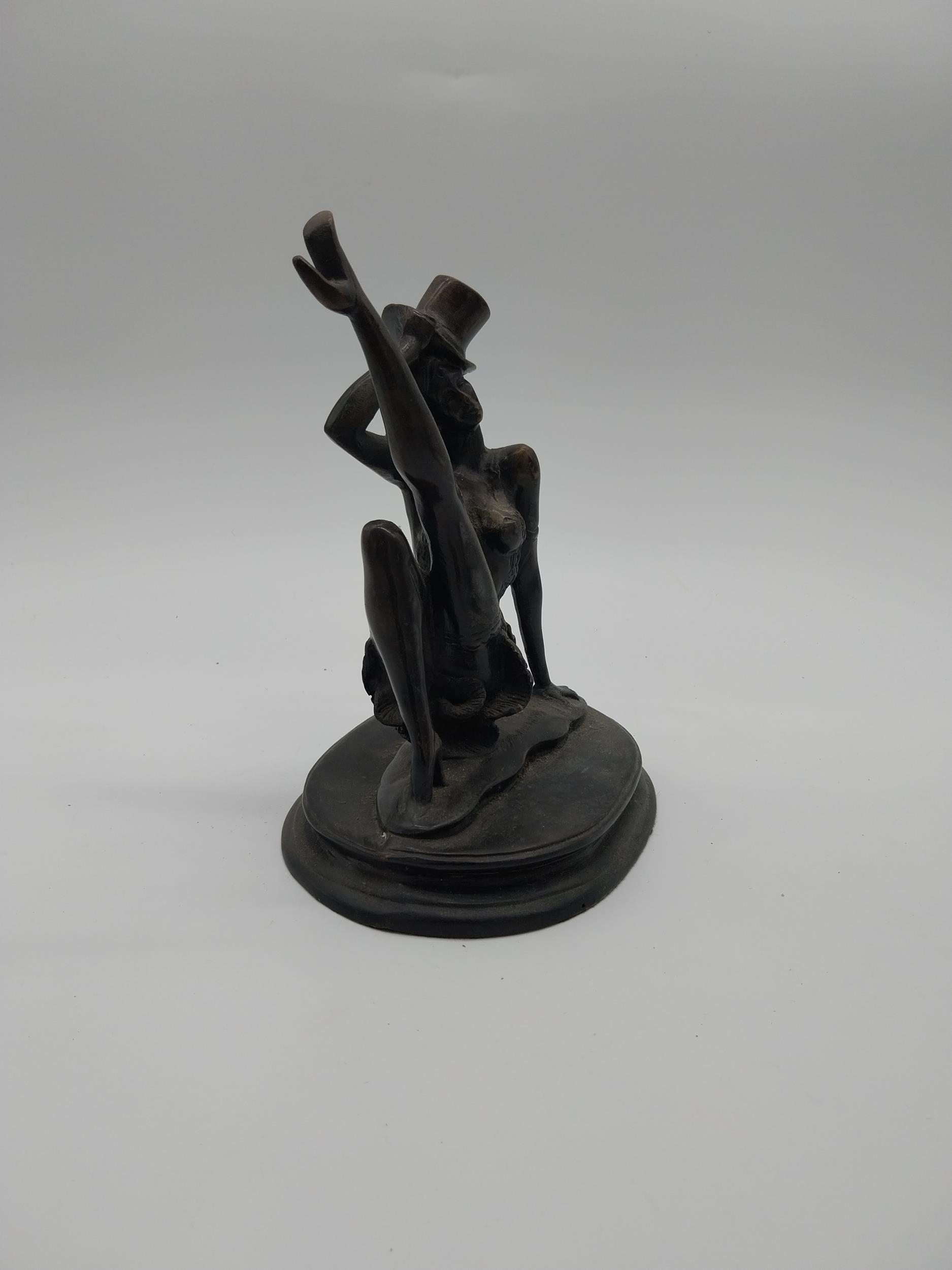 Bronze model of a Dancer with Top Hat. {23 cm H x 19 cm W x 14 cm D}. - Image 4 of 4