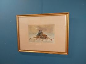 Framed Edwardian coloured print The Last Echo After Gallial Coloured by J Wilson Marion and Co.