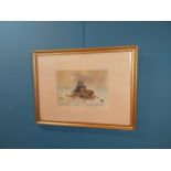 Framed Edwardian coloured print The Last Echo After Gallial Coloured by J Wilson Marion and Co.