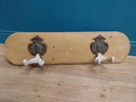 Early 20th C. French tack and saddle wall mounted rack. {26 cm H x 98 cm W x 20 cm D}.