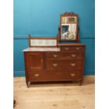 Edwardian mahogany dressing table with marble top and tiled gallery back {156 cm H x 120 cm W x 50