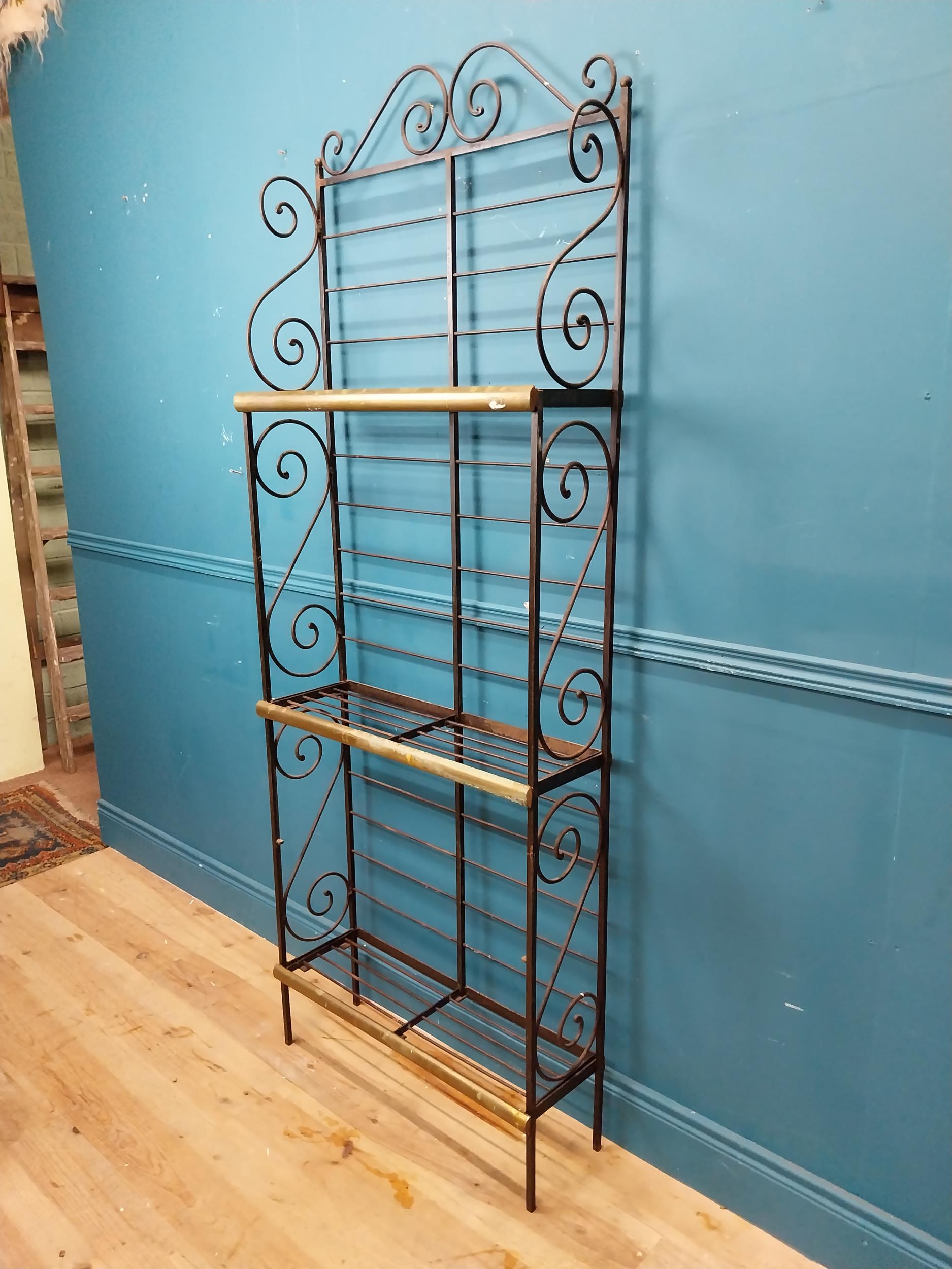 Good quality early 20th C. brass and wrought iron Boulangerie rack. {191 cm H x 70 cm W x 24 cm D} - Image 3 of 5