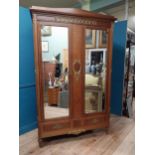 Good quality Edwardian Kingwood wardrobe with two mirrored doors over two drawers and ormolu mounted
