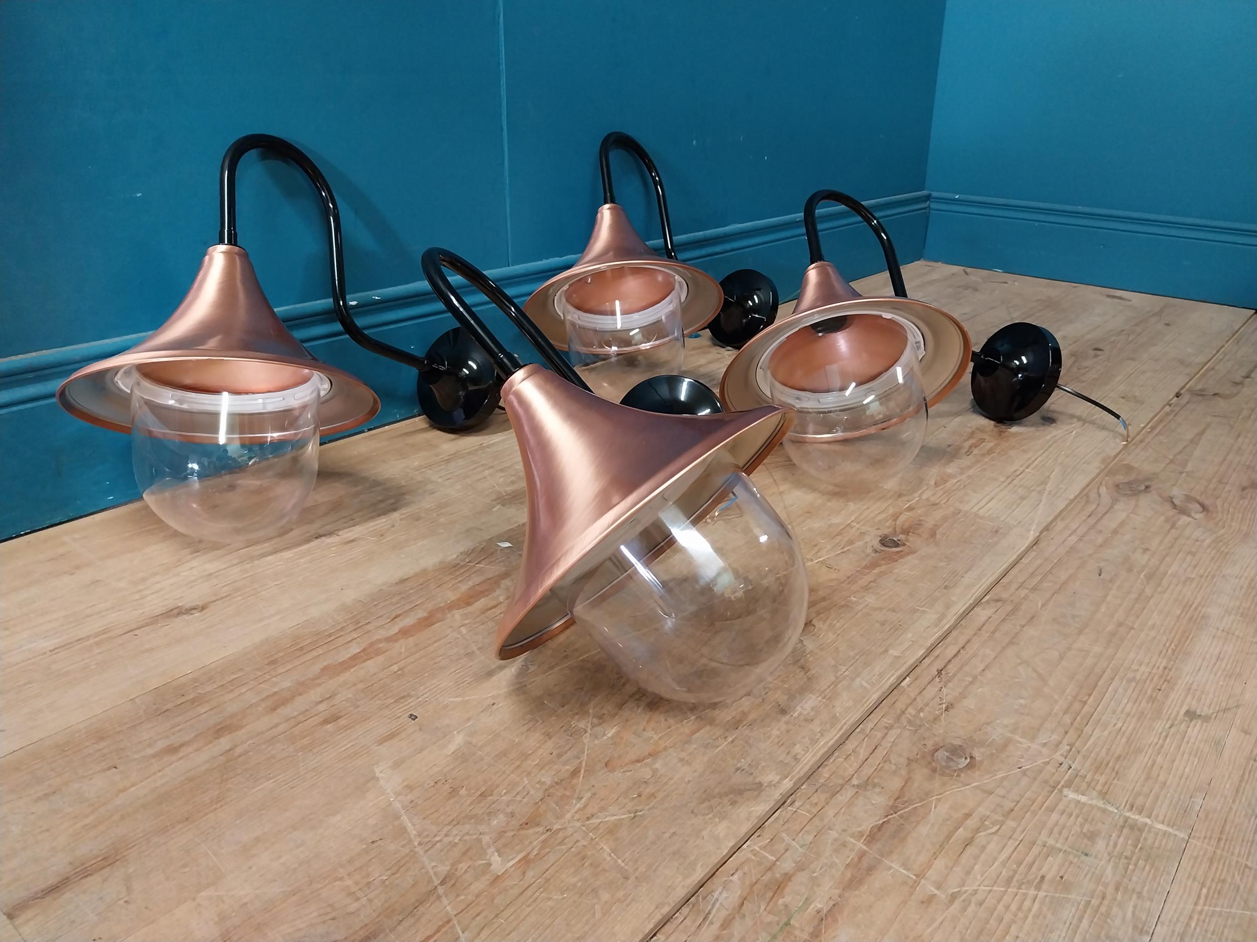 Set of four good quality copper and metal swan neck wall lights {40 cm H x 42 cm W x 25 cm D}. - Image 2 of 4