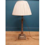 Good quality 19th C. silver plate Corinthian column table lamp with cloth shade originally from