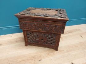 19th C. carved oriental hardwood sewing box. {46 cm H x 53 cm W x 42 cm D}.