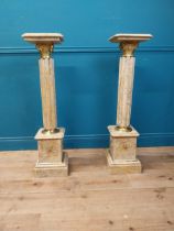 Pair of decorative marble torchieres {104 cm H x 26 cm W x 26 cm D}.