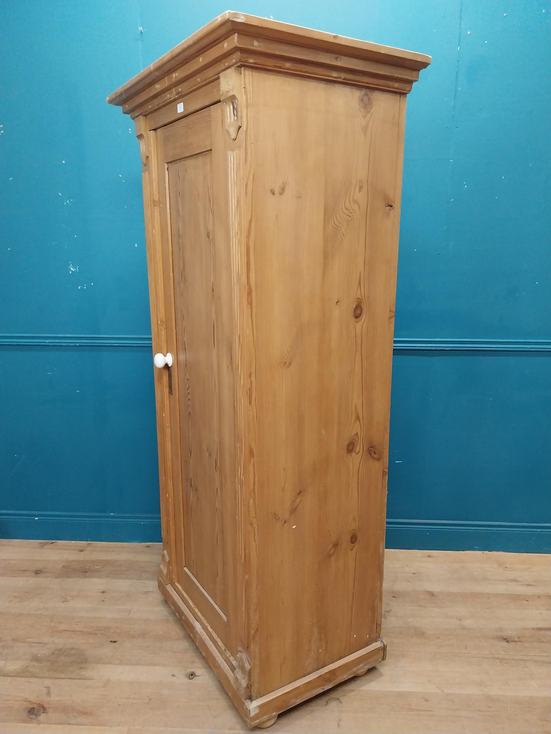 Stripped pine single door kitchen cupboard with six graduated inner shelves. {188 cm H x 88 cm W x - Image 4 of 7