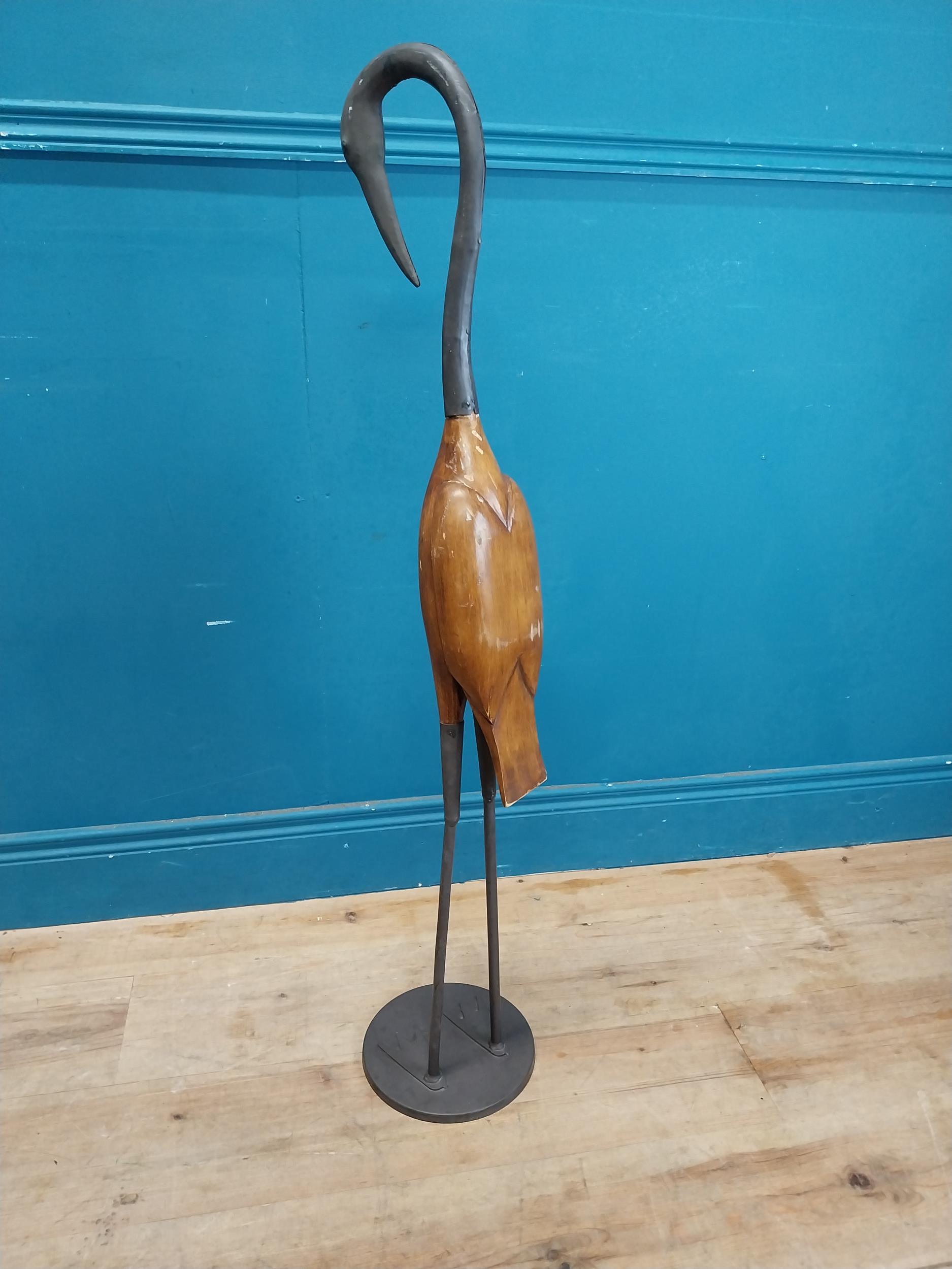 Wooden and metal model of a Stork {104 cm H x 21 cm Dia.}. - Image 2 of 6