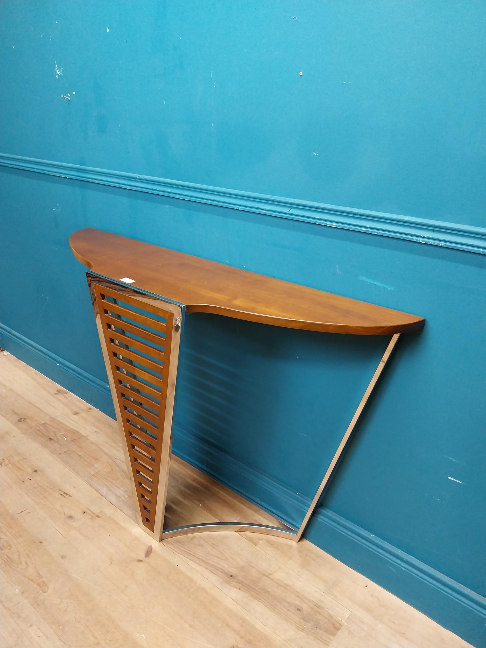 Exceptional quality chrome and walnut console table in the Art Deco style {}. - Image 3 of 5