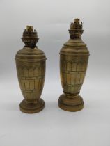 Pair of early 20th C. brass oil lamps. {36 cm H x 13 cm Dia.}.