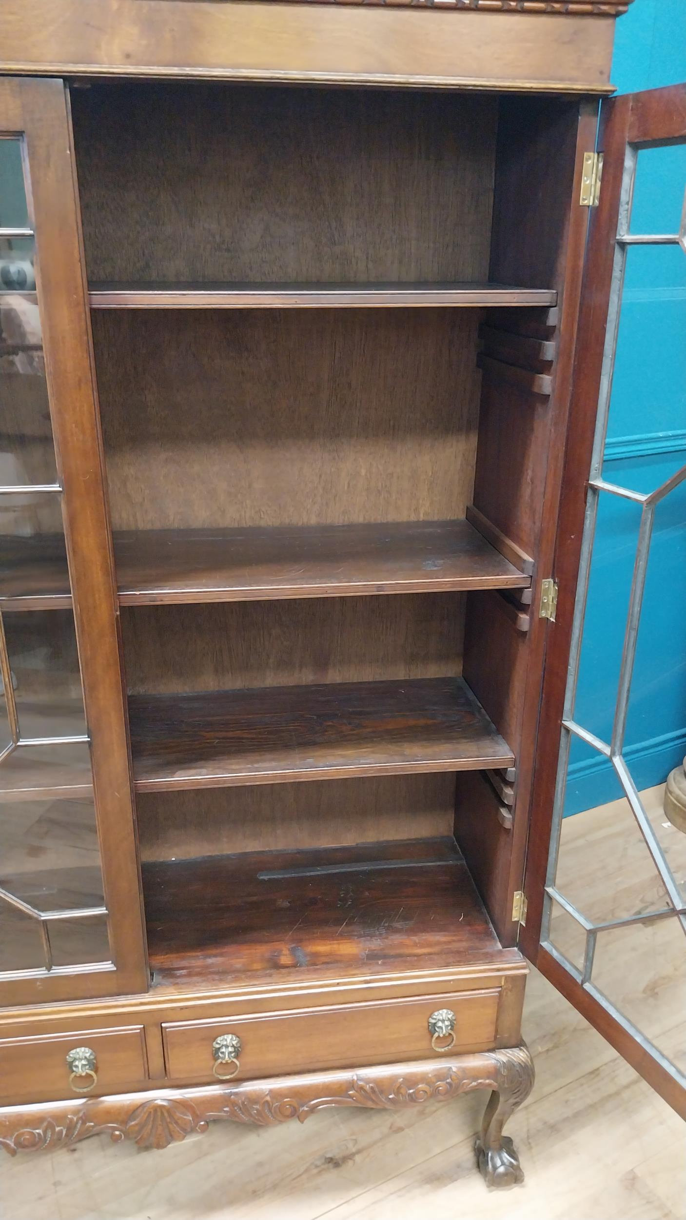 Good quality Edwardian mahogany display cabinet on stand with two astral glazed doors above two - Image 4 of 4