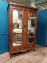 Good quality Edwardian Kingwood wardrobe with two mirrored doors over two drawers and ormolu mounted
