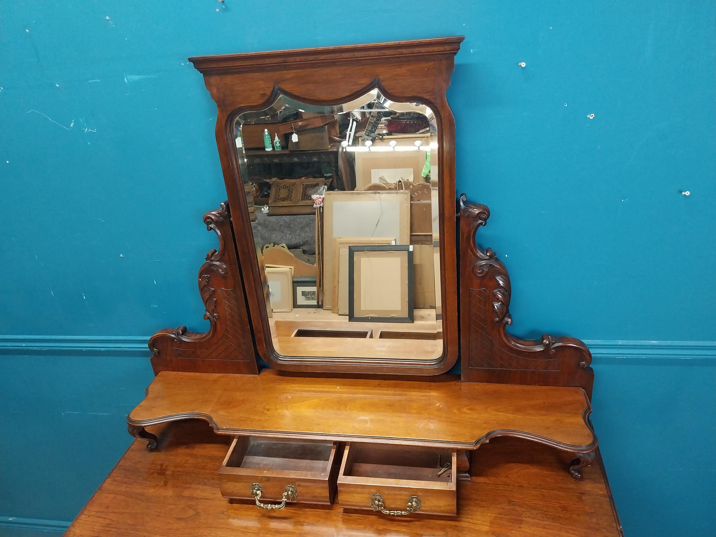 Good quality Edwardian mahogany dressing table with mirrored back above two short drawers and two - Image 2 of 8