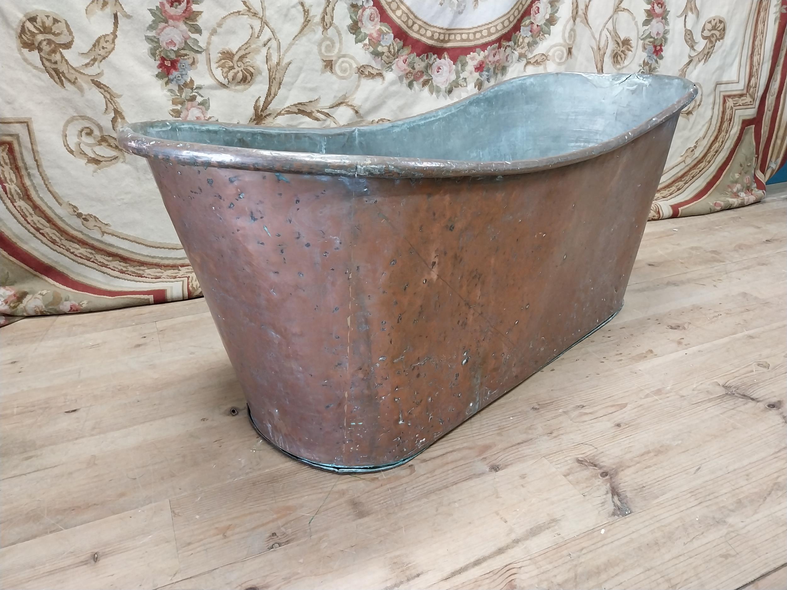 19th C. French copper bath. {62 cm H x 150 cm W x 60 cm D}. - Image 2 of 8