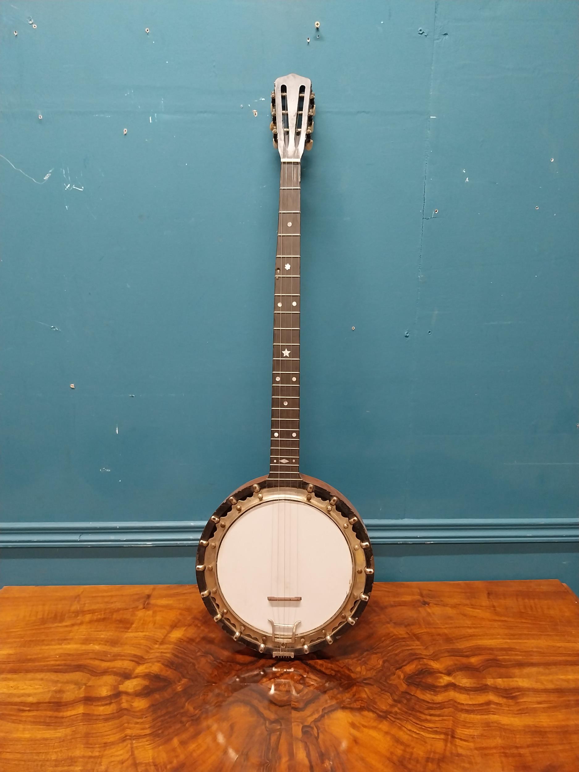 Old English five string Banjo. {93 cm L}.