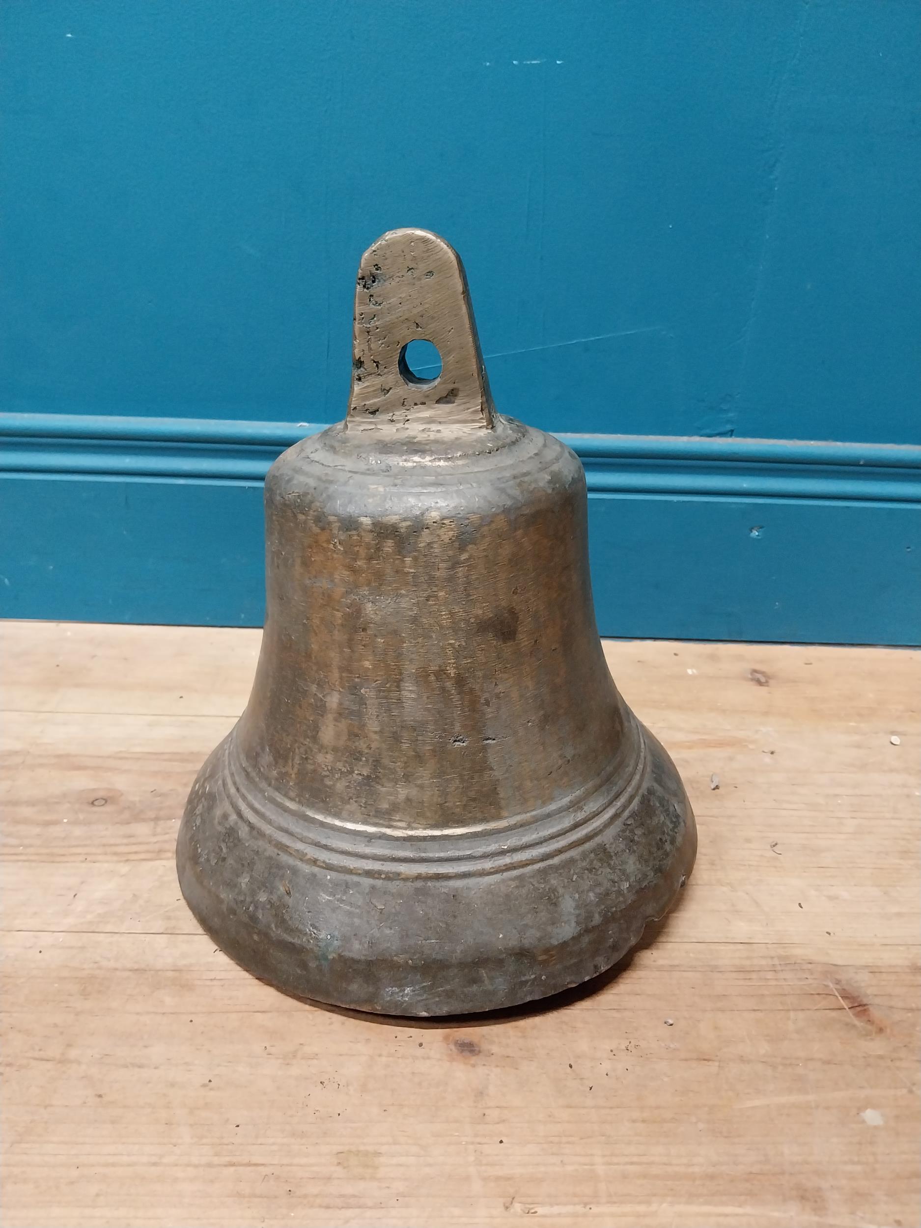 19th C. bronze bell. {30 cm H x 29 cm Dia.}.