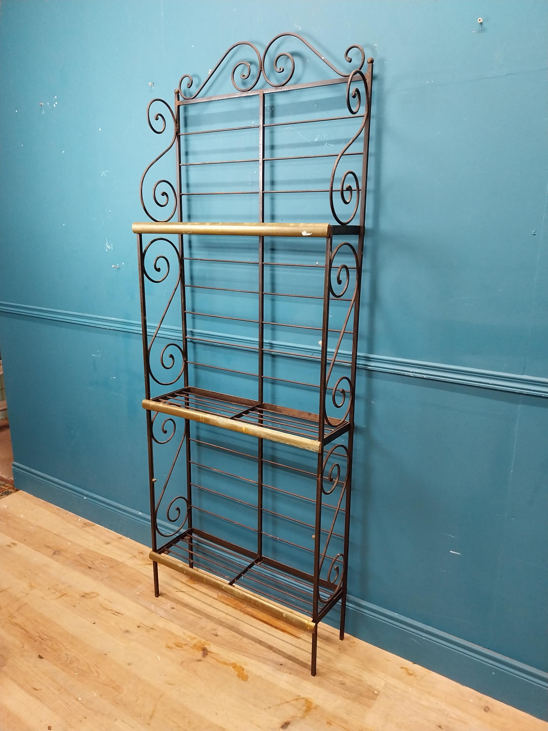 Good quality early 20th C. brass and wrought iron Boulangerie rack. {191 cm H x 70 cm W x 24 cm D} - Image 2 of 5