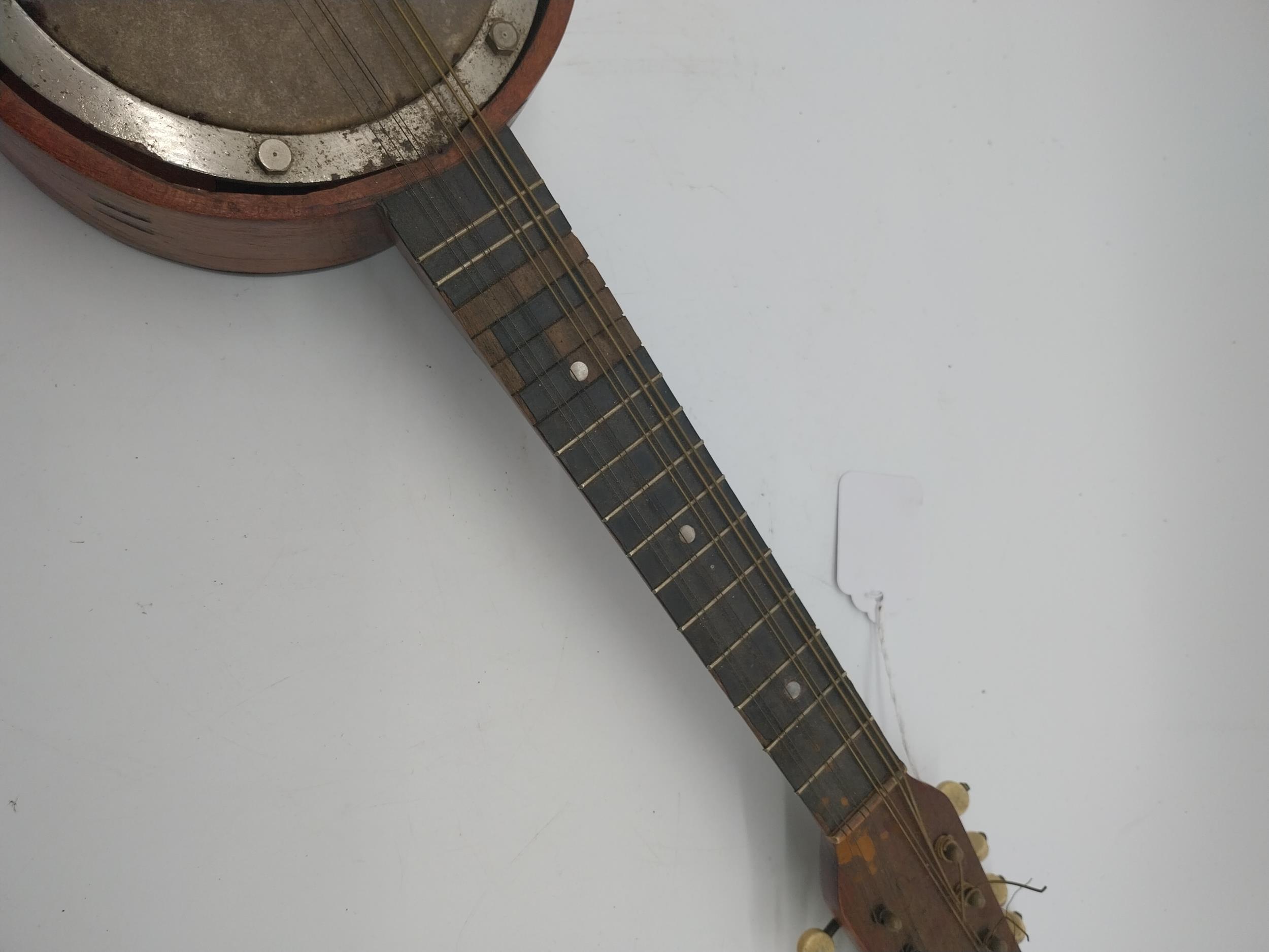 Mahogany eight string ukelele. {52 cm L x 17 cm W x 8 cm D]. - Image 4 of 7