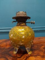 19th C. end of day glass oil lamp. {24 cm H x 18 cm Dia.}.