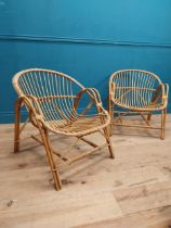 Pair of 1960's wicker work easy chairs. {68 cm H x 64 cm W x 70 cm D}.