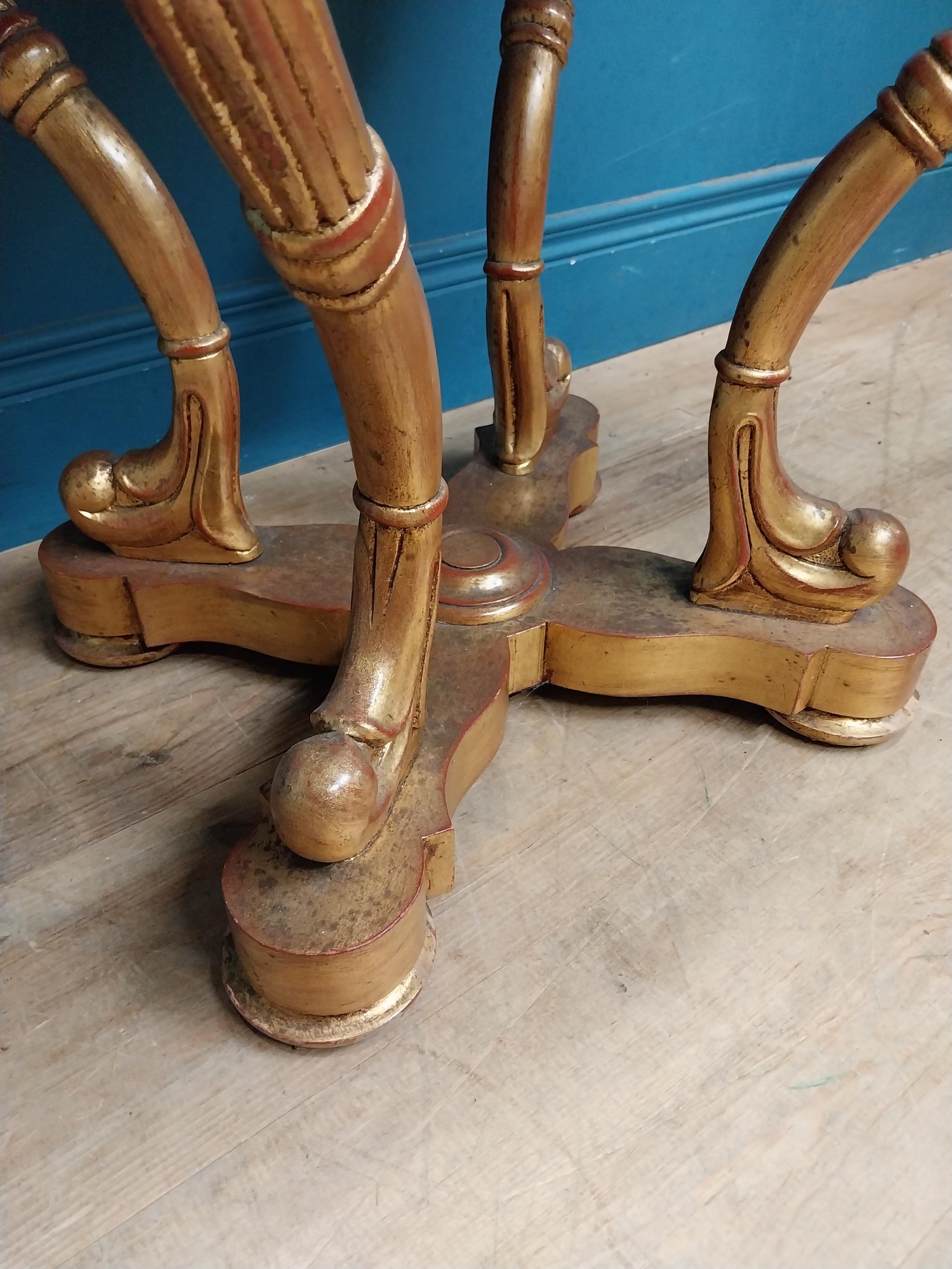 Decorative giltwood centre table with marble top raised on four shaped legs and x-frame platform - Image 4 of 7