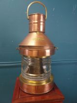 19th C. copper ships lantern {65 cm H x 30 cm W x 30 cm D}.